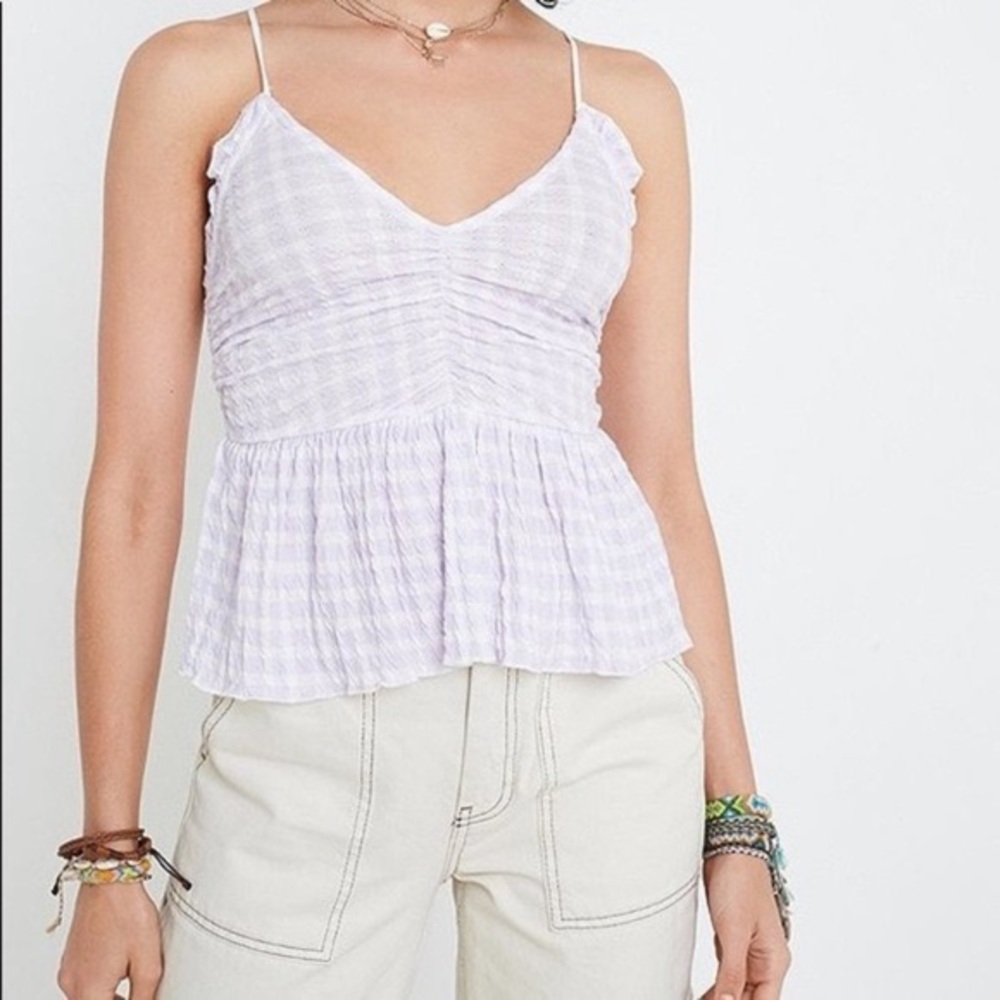 Urban Outfitters Gingham Purple and White Tank